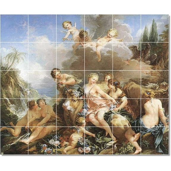 Ceramic Tile Mural-Francois Boucher Mythology Tile Mural Commercial Remodel Ideas. 36" w x 30" h using (30) 6 x 6 ceramic tiles