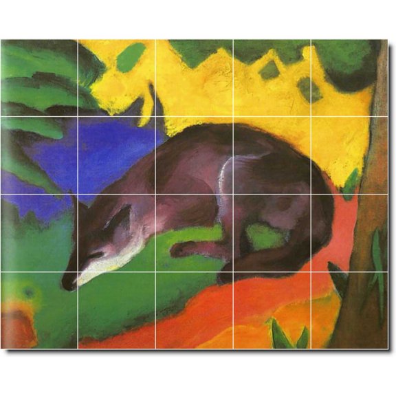 Ceramic Tile Mural-Franz Marc Animals Painting 26. 30" w x 24" h using (20) 6 x 6 ceramic tiles