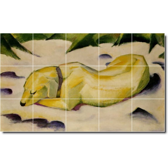 Ceramic Tile Mural-Franz Marc Animals Painting 28. 40" w x 24" h using (15) 8 x 8 ceramic tiles
