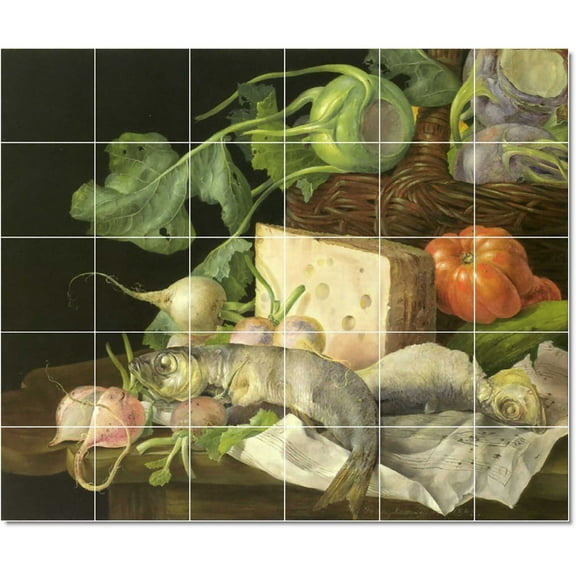 Ceramic Tile Mural-Franz Xaver Petter Flowers Painting 45. 17" w x 12.75" h using (12) 4.25 x 4.25 ceramic tiles