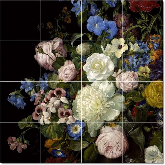Ceramic Tile Mural-Franz Xaver Petter Flowers Tile Mural Home Remodel. 30" w x 24" h using (20) 6 x 6 ceramic tiles