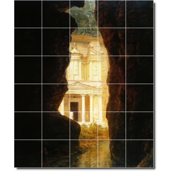 Ceramic Tile Mural-Frederic Church Historical Backsplash Tile Mural 24. 30" w x 36" h using (30) 6 x 6 ceramic tiles