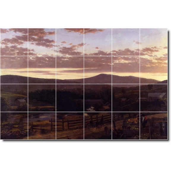 Ceramic Tile Mural-Frederic Church Landscapes Painting 210. 25.5" w x 17" h using (24) 4.25 x 4.25 ceramic tiles