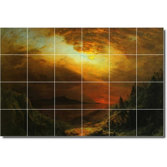 Ceramic Tile Mural-Frederic Church Landscapes Painting 246. 25.5" w x 17" h using (24) 4.25 x 4.25 ceramic tiles