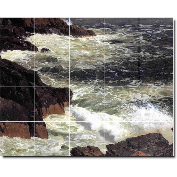 Ceramic Tile Mural-Frederic Church Waterfalls Custom Tile Mural 27. 21.25" w x 17" h using (20) 4.25 x 4.25 ceramic tiles