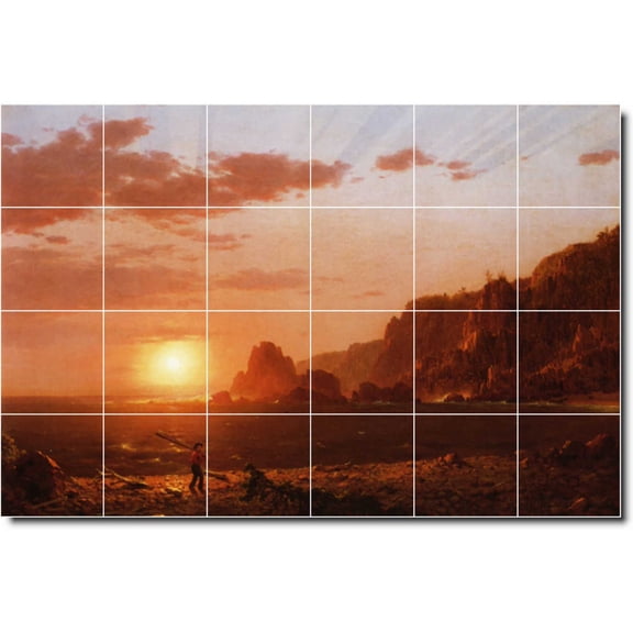 Ceramic Tile Mural-Frederic Church Waterfront Painting 178. 48" w x 32" h using (24) 8 x 8 ceramic tiles