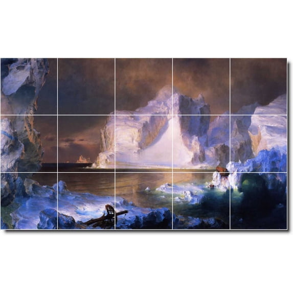 Ceramic Tile Mural-Frederic Church Waterfront Painting 183. 30" w x 18" h using (15) 6 x 6 ceramic tiles