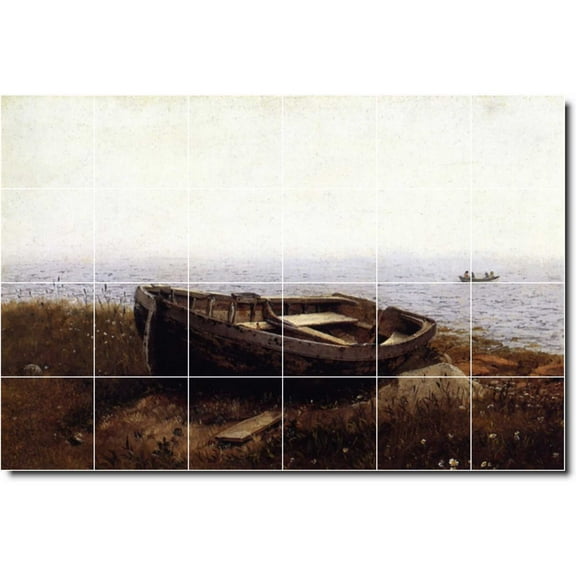 Ceramic Tile Mural-Frederic Church Waterfront Painting 184. 25.5" w x 17" h using (24) 4.25 x 4.25 ceramic tiles