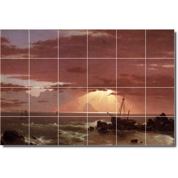 Ceramic Tile Mural-Frederic Church Waterfront Painting 185. 36" w x 24" h using (24) 6 x 6 ceramic tiles