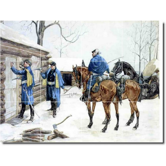 Ceramic Tile Mural-Frederic Remington Western Painting 72. 17" w x 12.75" h using (12) 4.25 x 4.25 ceramic tiles