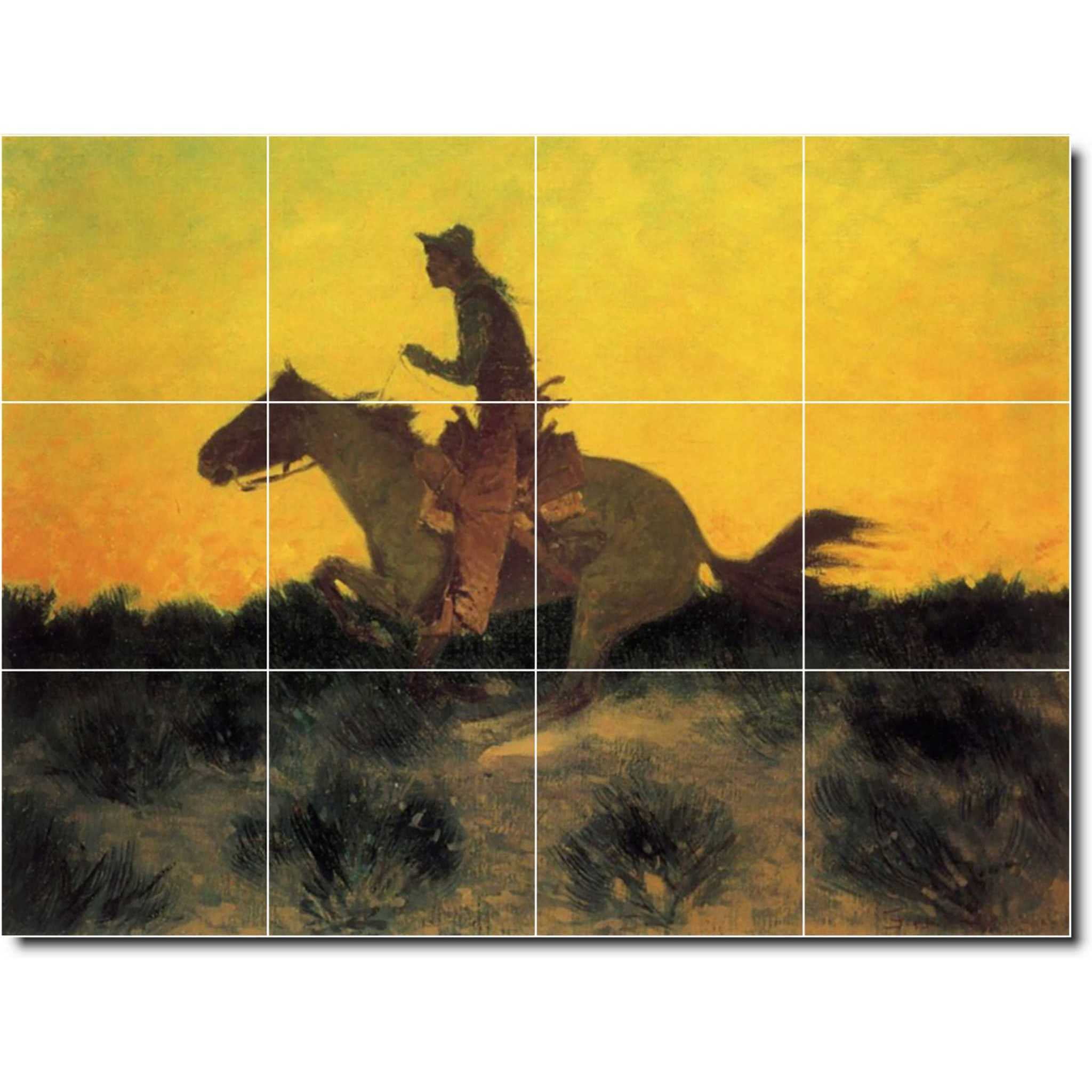 Western Tile Ceramic Tile Mural-Frederic Remington Western Shower Tile Mural 19. 17 ...