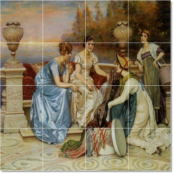 Ceramic Tile Mural-Frederic Soulacroix Women Painting 82. 17" w x 17" h using (16) 4.25 x 4.25 ceramic tiles