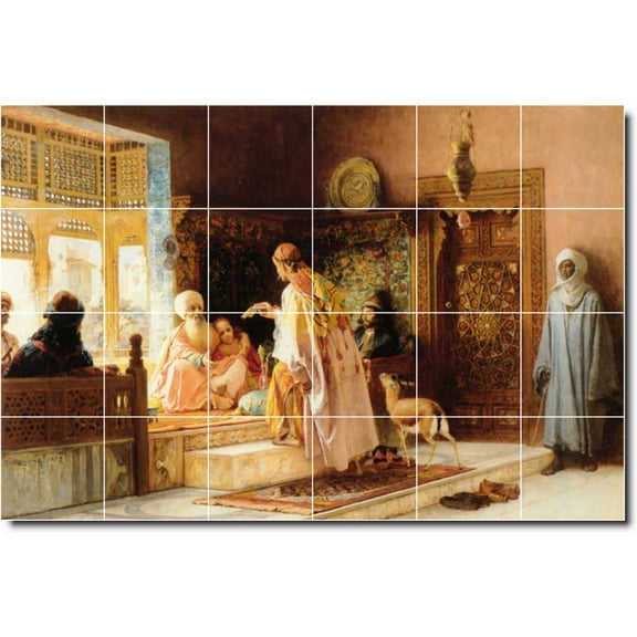 Ceramic Tile Mural-Frederick Bridgman Country Painting 134. 25.5" w x 12.75" h using (18) 4.25 x 4.25 ceramic tiles