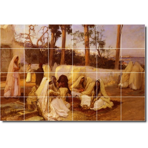 Ceramic Tile Mural-Frederick Bridgman Country Painting 136. 40" w x 24" h using (15) 8 x 8 ceramic tiles