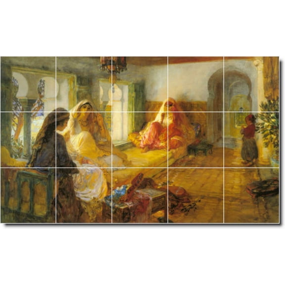 Ceramic Tile Mural-Frederick Bridgman Historical Custom Tile Mural 3. 36" w x 18" h using (18) 6 x 6 ceramic tiles