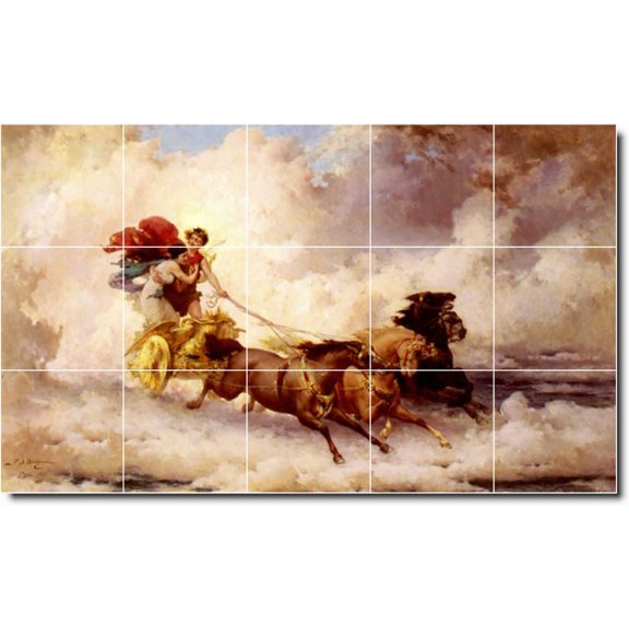 Ceramic Tile Mural-Frederick Bridgman Historical Custom Tile Mural 4. 36" w x 24" h using (24) 6 x 6 ceramic tiles