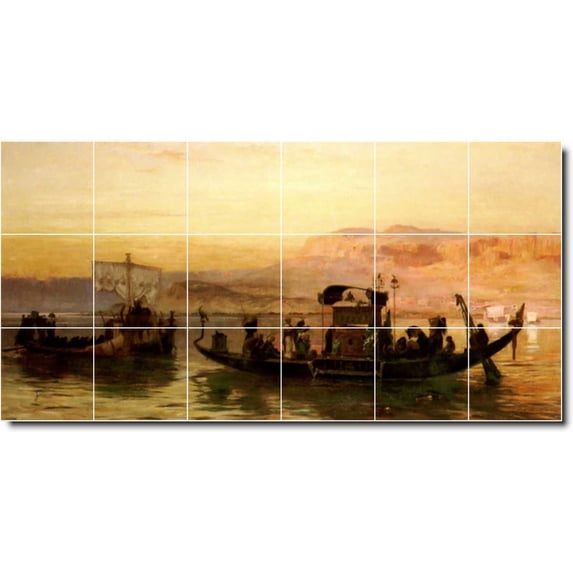 Ceramic Tile Mural-Frederick Bridgman Horses Backsplash Tile Mural 6. 72" w x 48" h using (24) 12 x 12 ceramic tiles