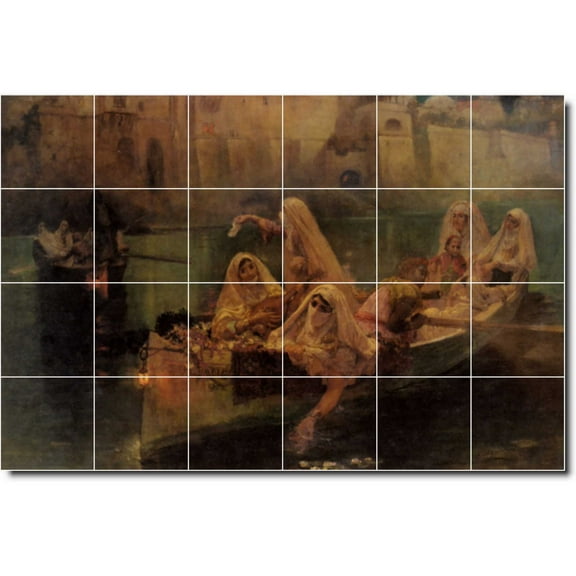 Ceramic Tile Mural-Frederick Bridgman Mythology Painting 53. 25.5" w x 12.75" h using (18) 4.25 x 4.25 ceramic tiles
