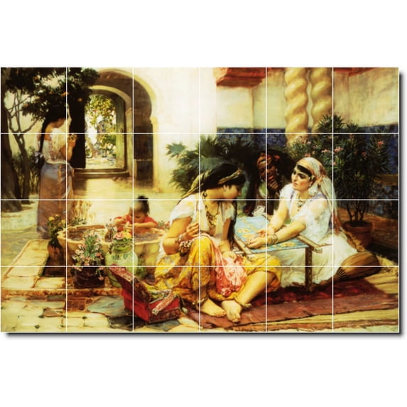 Ceramic Tile Mural-Frederick Bridgman Village Painting 49. 48" w x 32" h using (24) 8 x 8 ceramic tiles