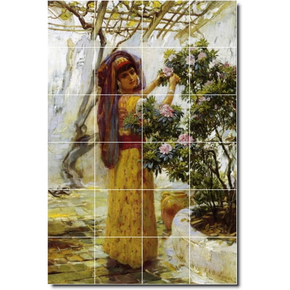 Ceramic Tile Mural-Frederick Bridgman Village Painting 50. 30" w x 24" h using (20) 6 x 6 ceramic tiles