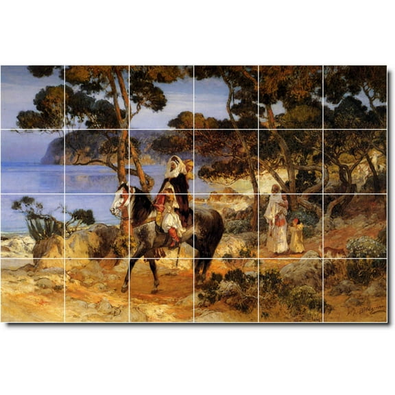 Ceramic Tile Mural-Frederick Bridgman Village Painting 60. 21.25" w x 17" h using (20) 4.25 x 4.25 ceramic tiles