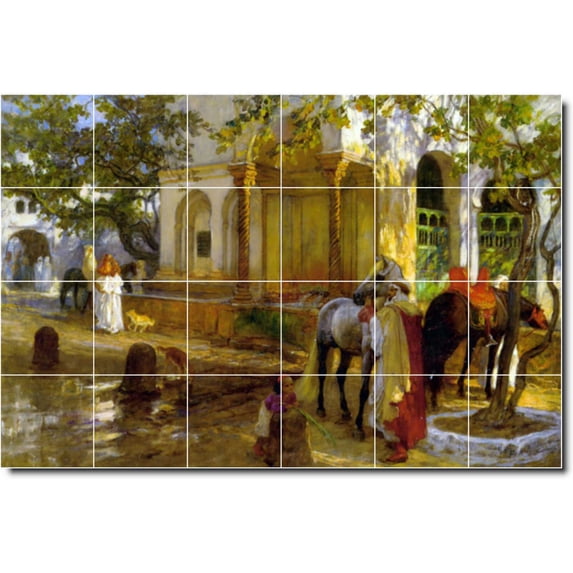 Ceramic Tile Mural-Frederick Bridgman Women Painting 90. 48" w x 32" h using (24) 8 x 8 ceramic tiles