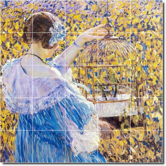 Ceramic Tile Mural-Frederick Frieseke Children Painting 21. 21.25" w x 21.25" h using (25) 4.25 x 4.25 ceramic tiles
