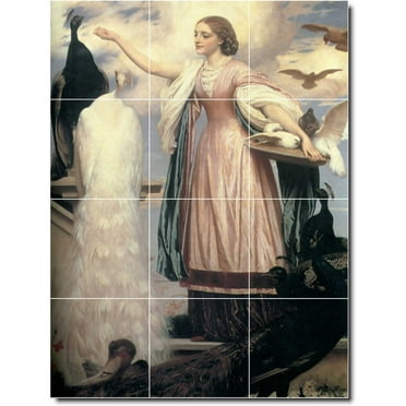 Ceramic Tile Mural-Frederick Leighton Birds Painting 26. 12.75" w x 17" h using (12) 4.25 x 4.25 ceramic tiles