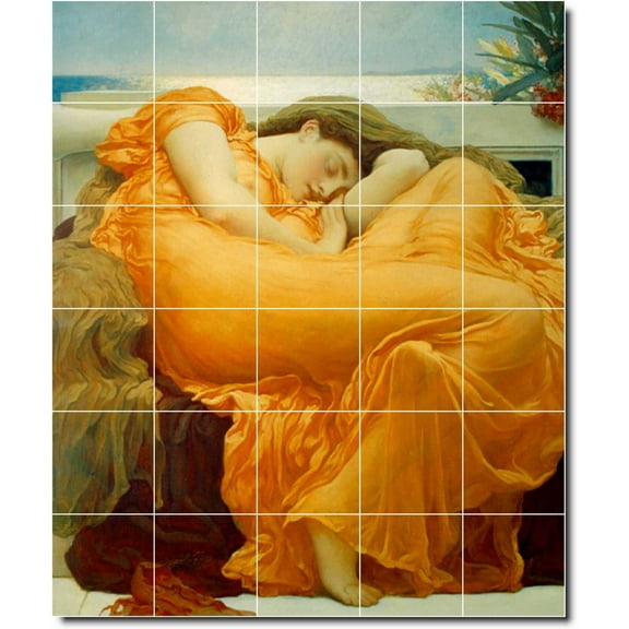 Ceramic Tile Mural-Frederick Leighton Women Painting 94. 21.25" w x 25.5" h using (30) 4.25 x 4.25 ceramic tiles