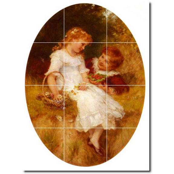 Ceramic Tile Mural-Frederick Morgan Children Painting 23. 24" w x 32" h using (12) 8 x 8 ceramic tiles