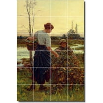 Ceramic Tile Mural-Frederick Morgan Country Painting 145. 17" w x 25.5" h using (24) 4.25 x 4.25 ceramic tiles