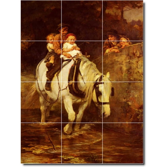 Ceramic Tile Mural-Frederick Morgan Horses Painting 19. 36" w x 48" h using (12) 12 x 12 ceramic tiles