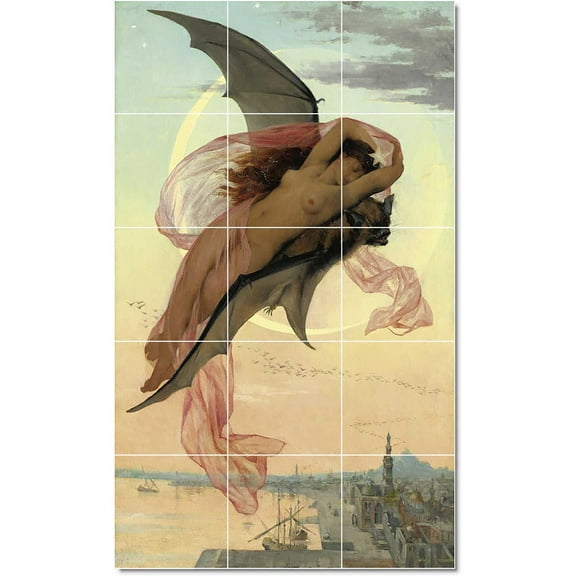 Ceramic Tile Mural-Gabriel Ferrier Angels Tile Mural Modern Interior Renovation. 18" w x 30" h using (15) 6 x 6 ceramic tiles