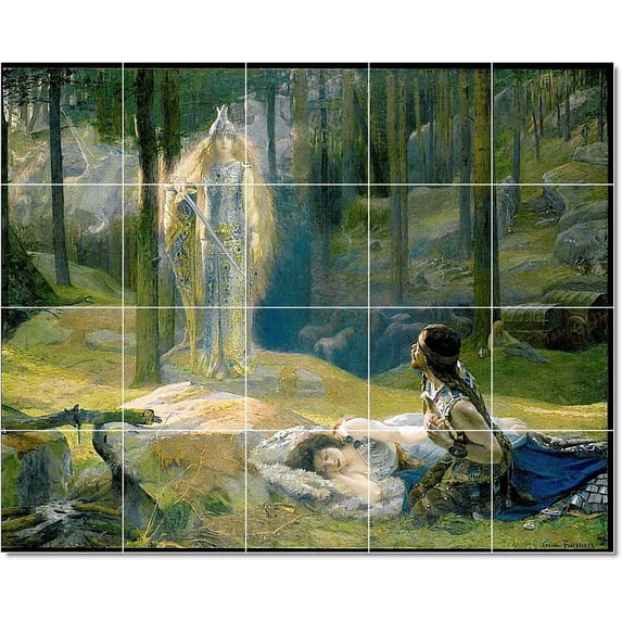 Ceramic Tile Mural-Gaston Bussiere Mythology Tile Mural Traditional Renovations. 30" w x 24" h using (20) 6 x 6 ceramic tiles
