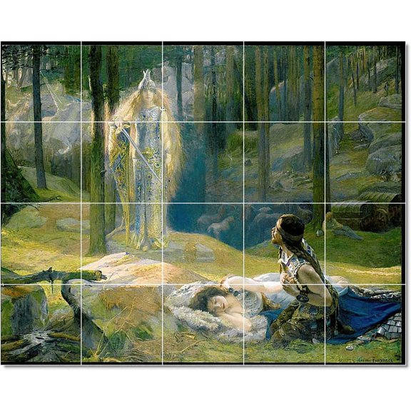 Ceramic Tile Mural-Gaston Bussiere Mythology Tile Mural Traditional Renovations. 40" w x 32" h using (20) 8 x 8 ceramic tiles