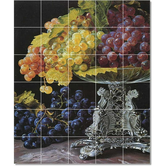 Ceramic Tile Mural-Georg Waldmuller Ferdinand Flowers Tile Mural Modern House Remodeling. 21.25" w x 25.5" h using (30) 4.25 x 4.25 ceramic tiles