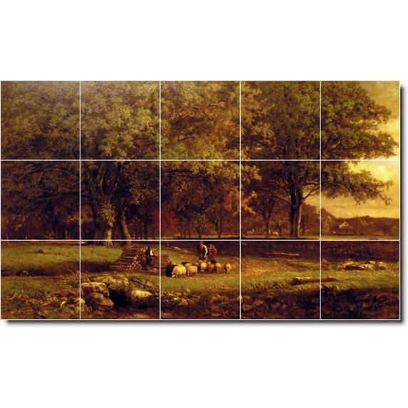 Ceramic Tile Mural-George Inness Country Painting 150. 40" w x 24" h using (15) 8 x 8 ceramic tiles