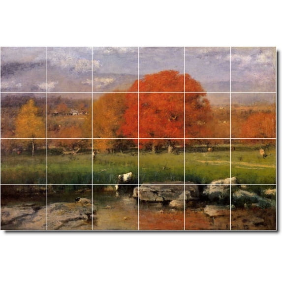 Ceramic Tile Mural-George Inness Country Painting 152. 48" w x 32" h using (24) 8 x 8 ceramic tiles