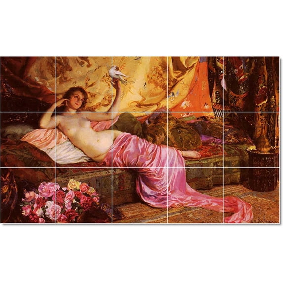 Ceramic Tile Mural-Georges Antoine Rochegrosse Women Painting 103. 21.25" w x 12.75" h using (15) 4.25 x 4.25 ceramic tiles