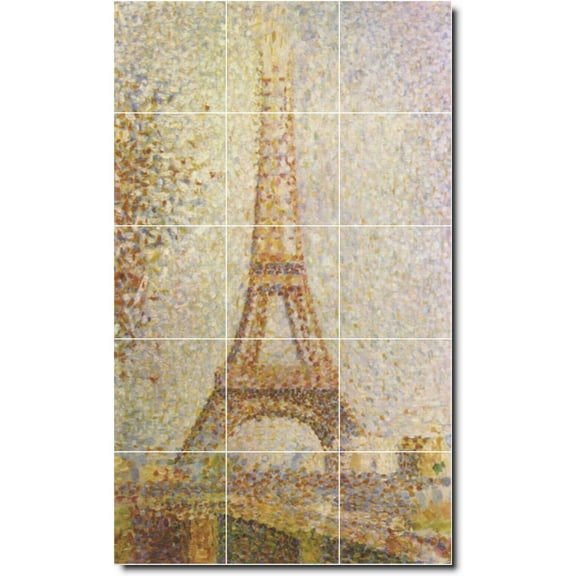 Ceramic Tile Mural-Georges Seurat City Floor Tile Mural 25. 12.75" w x 21.25" h using (15) 4.25 x 4.25 ceramic tiles