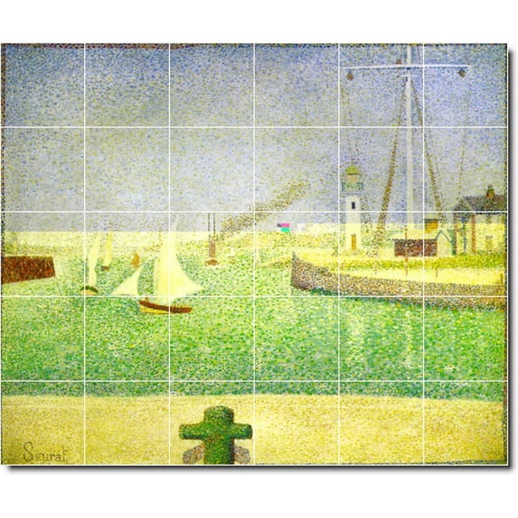 Ceramic Tile Mural-Georges Seurat Waterfront Painting 195. 36" w x 30" h using (30) 6 x 6 ceramic tiles
