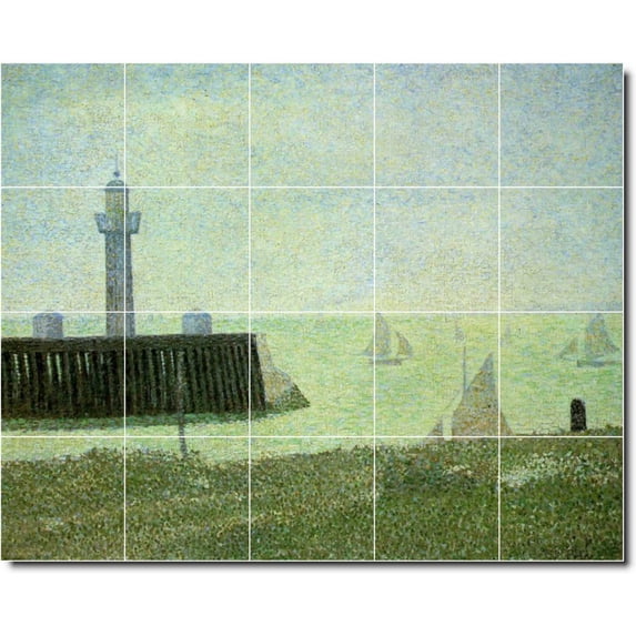 Ceramic Tile Mural-Georges Seurat Waterfront Painting 197. 30" w x 24" h using (20) 6 x 6 ceramic tiles