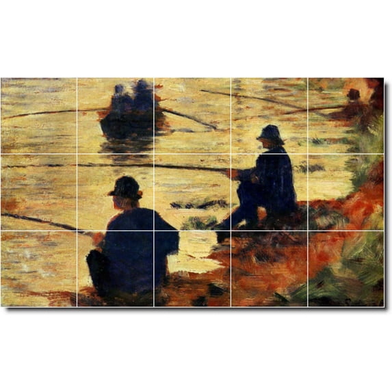 Ceramic Tile Mural-Georges Seurat Waterfront Painting 201. 30" w x 18" h using (15) 6 x 6 ceramic tiles