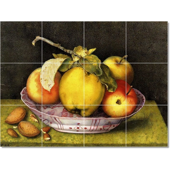 Ceramic Tile Mural-Giovanna Garzoni Fruit Vegetables Painting 13. 32" w x 24" h using (12) 8 x 8 ceramic tiles
