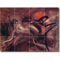 Ceramic Tile Mural-Giovanni Boldini Nudes Wall Tile Mural 14. 17" w x 12.75" h using (12) 4.25 x 4.25 ceramic tiles