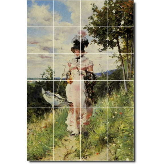Ceramic Tile Mural-Giovanni Boldini Women Painting 105. 48" w x 72" h using (24) 12 x 12 ceramic tiles