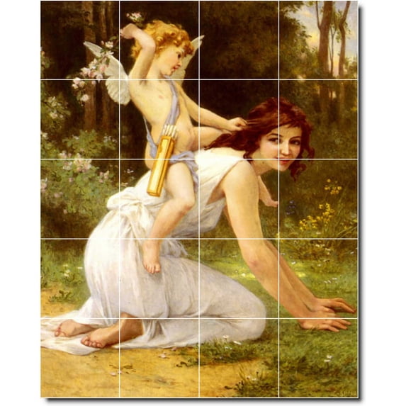 Ceramic Tile Mural-Guillaume Seignac Angels Custom Tile Mural 4. 48" w x 60" h using (20) 12 x 12 ceramic tiles