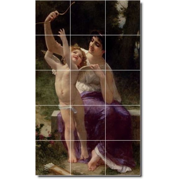 Ceramic Tile Mural-Guillaume Seignac Angels Shower Tile Mural 9. 24" w x 40" h using (15) 8 x 8 ceramic tiles