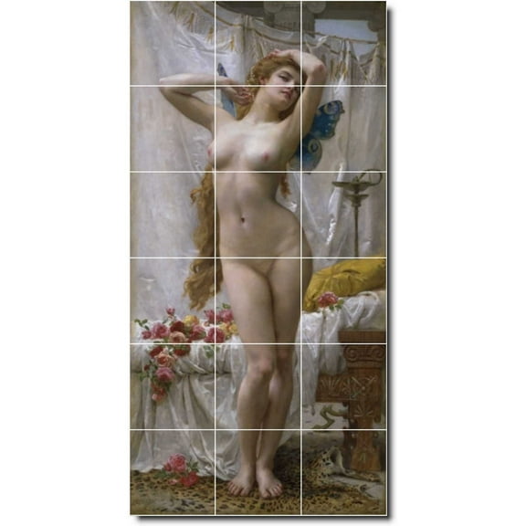 Ceramic Tile Mural-Guillaume Seignac Nudes Bathroom Tile Mural 14. 12.75" w x 25.5" h using (18) 4.25 x 4.25 ceramic tiles
