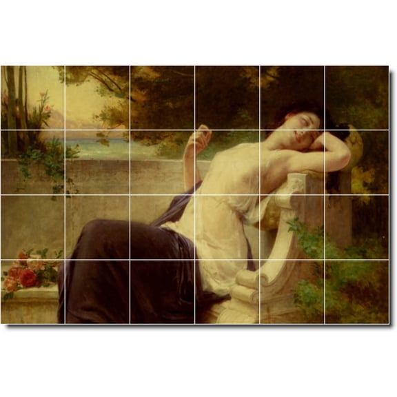 Ceramic Tile Mural-Guillaume Seignac Women Painting 106. 25.5" w x 17" h using (24) 4.25 x 4.25 ceramic tiles